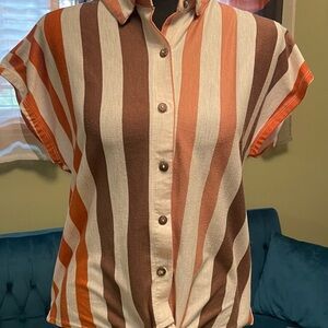 Striped Button-Up Women's Top